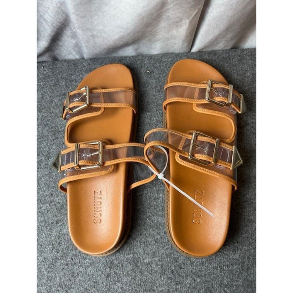 Schutz Naomi Slide Sandal Women's Adjustable Straps Brown Size US 9.5 - Picture 3 of 5